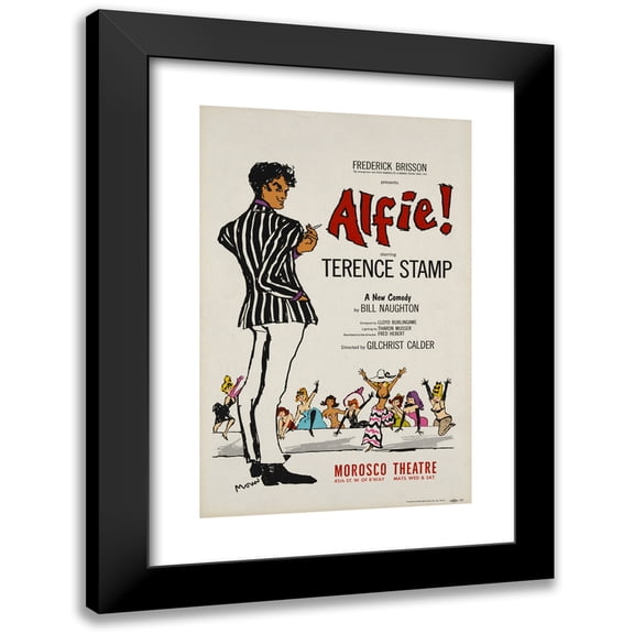 Artcraft Lithograph 11x14 Black Modern Framed Museum Art Print Titled - Alfie (1964)