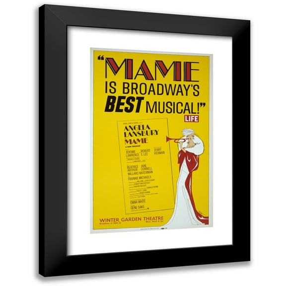 Artcraft Lithograph 11x14 Black Modern Framed Museum Art Print Titled - Mame is Broadway's Best Musical (1966)