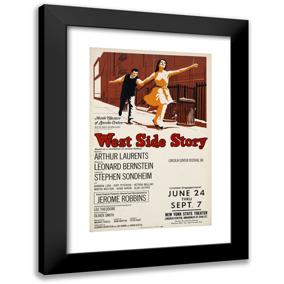 Artcraft Lithograph 11x14 Black Modern Framed Museum Art Print Titled - West Side Story (1968)
