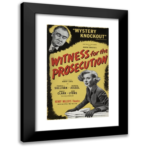 Artcraft Lithograph 11x14 Black Modern Framed Museum Art Print Titled - Witness for the Prosecution (1964)