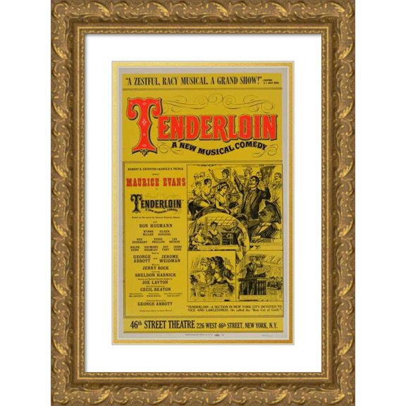 Artcraft Lithograph 17x24 Gold Ornate Framed and Double Matted Museum Art Print Titled - Tenderloin, a New Musical Comedy (1961)