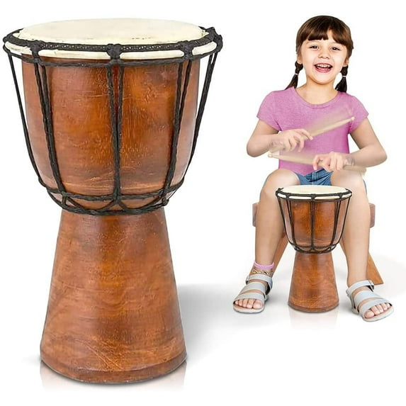 ArtCreativity Wooden Drum Set for Kids Ages 3-8, 16" Maple Drum Shell Musical Percussion Toy with 2 Drumsticks for Toddlers