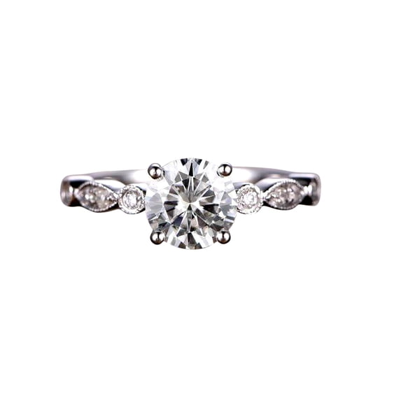 Artdeco 1.25 Carat Diamond Moissanite Engagement Ring With 18K Gold Plating