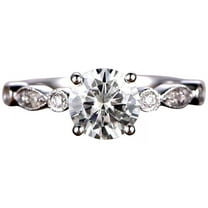 Artdeco 1.25 Carat Moissanite and Moissanite Engagement Ring with 18k Gold Plating