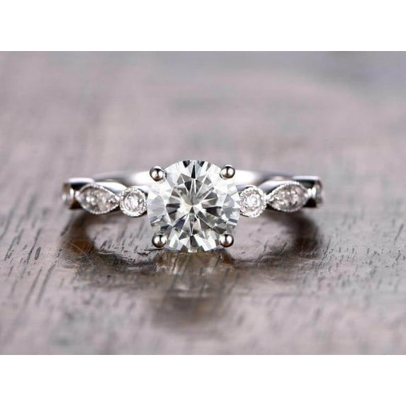 Artdeco 1.50 Carat Moissanite Diamond Engagement Ring with 18k Gold Plating