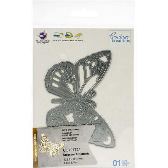 Artdeco Creations CO727724 4.8 x 3.4 in. Couture Steampunk Dreams Cut, Foil & Emboss Dies - Steampunk Butterfly