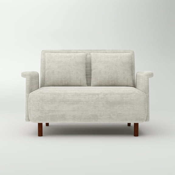 Artdeco Home Boston Convertible Futon Chair Beige, Velvet Medium Pillows Included, Multi-Position 6 in Sofa, Futon Chair