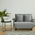 thumbnail image 1 of Artdeco Home Boston Convertible Futon Chair Velvet Gray Pine, Velvet Medium Pillows Included, Multi-Position 6 in Sofa, Futon Chair, 1 of 6
