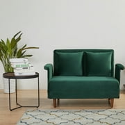 Artdeco Home - Boston & Cypress Convertible Futon Chair Velvet Green Velvet,Pine Medium Multi-Position,Pillows Included Twin 6 in