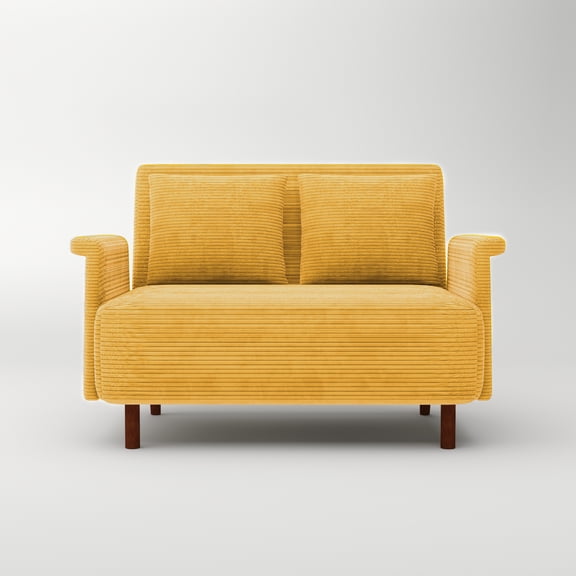 Artdeco Home Boston Convertible Futon Chair Yellow, Velvet Medium Pillows Included, Multi-Position 6 in Sofa, Futon Chair