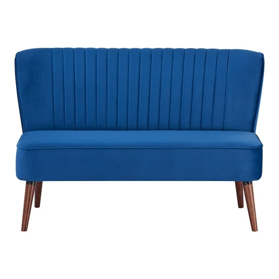 A&D Home Hollywood Mid-century Modern Velvet Tufted Loveseat, Compact 2 person Settee, Royal Blue