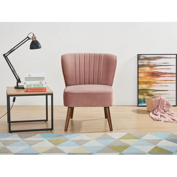 Artdeco Home Laguna Velvet Armless Chair, Blush Pink