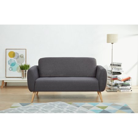 Artdeco Home Linda Polyester Loveseat Sofa, Charcoal