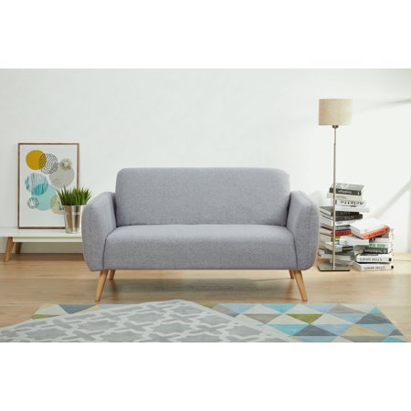 Artdeco Home Linda Polyester Loveseat Sofa, Moonlight Light Gray