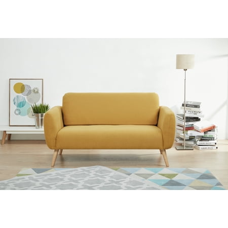 Artdeco Home Linda Polyester Loveseat Sofa, Mustard