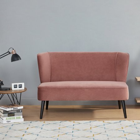 Artdeco Home Manhattan Velvet Loveseat Sofa, Pink
