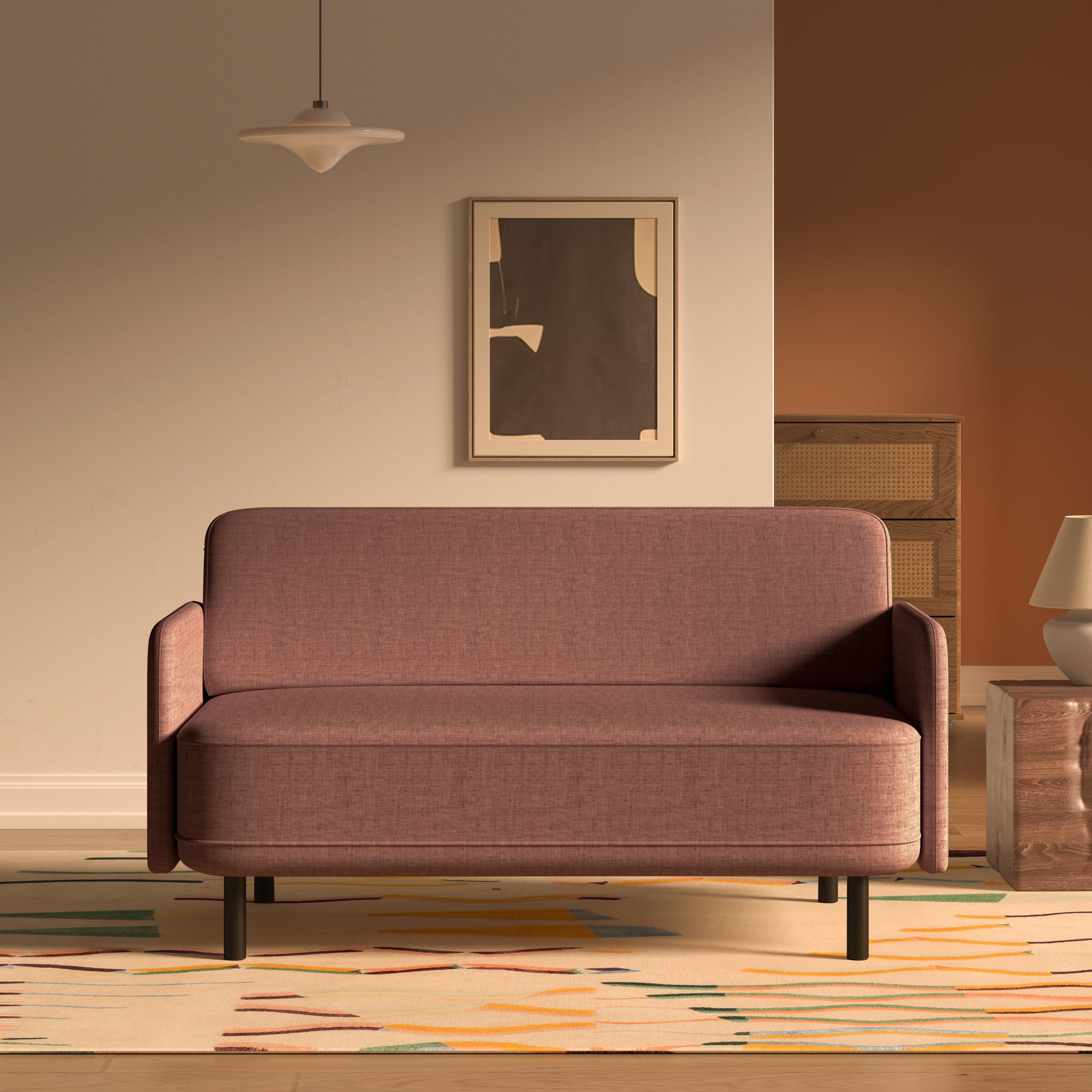 Artdeco Home Metro Loveseat - Modern Living Room Loveseat Sofa, Two-Seater Settee, Upholstered Corduroy Fabric Armchair, Love Seat Sofa Chair with Wood Legs for Bedroom/Office/Reading Spaces