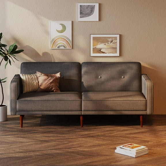 Artdeco Home Moreno Polyester Convertible Sofa, Charcoal