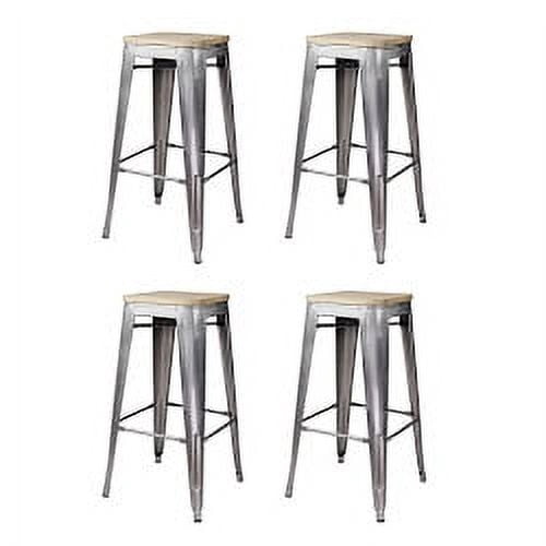 Artdeco Home Temecula 30" Backless Metal Bar Stool with Wooden Seat (Set of 4)