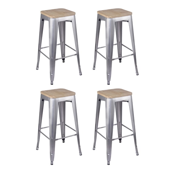 Artdeco Home Temecula 30" Backless Metal Bar Stool with wooden seat (set of 4)