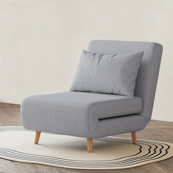 Artdeco Home Tustin Polyester Convertible Chair, Light Gray Moonlight