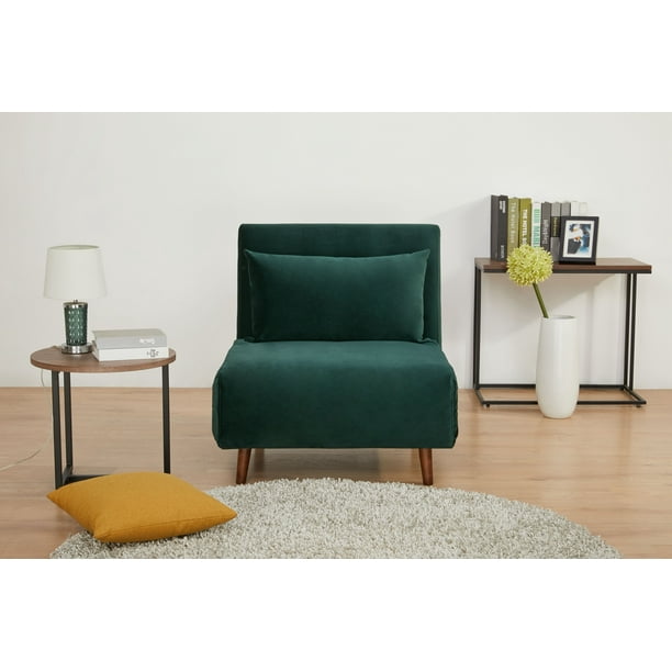 Artdeco Home Tustin Polyester Convertible Chair, Velvet Green