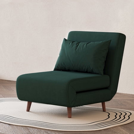 Artdeco Home Tustin Polyester Convertible Chair, Velvet Green