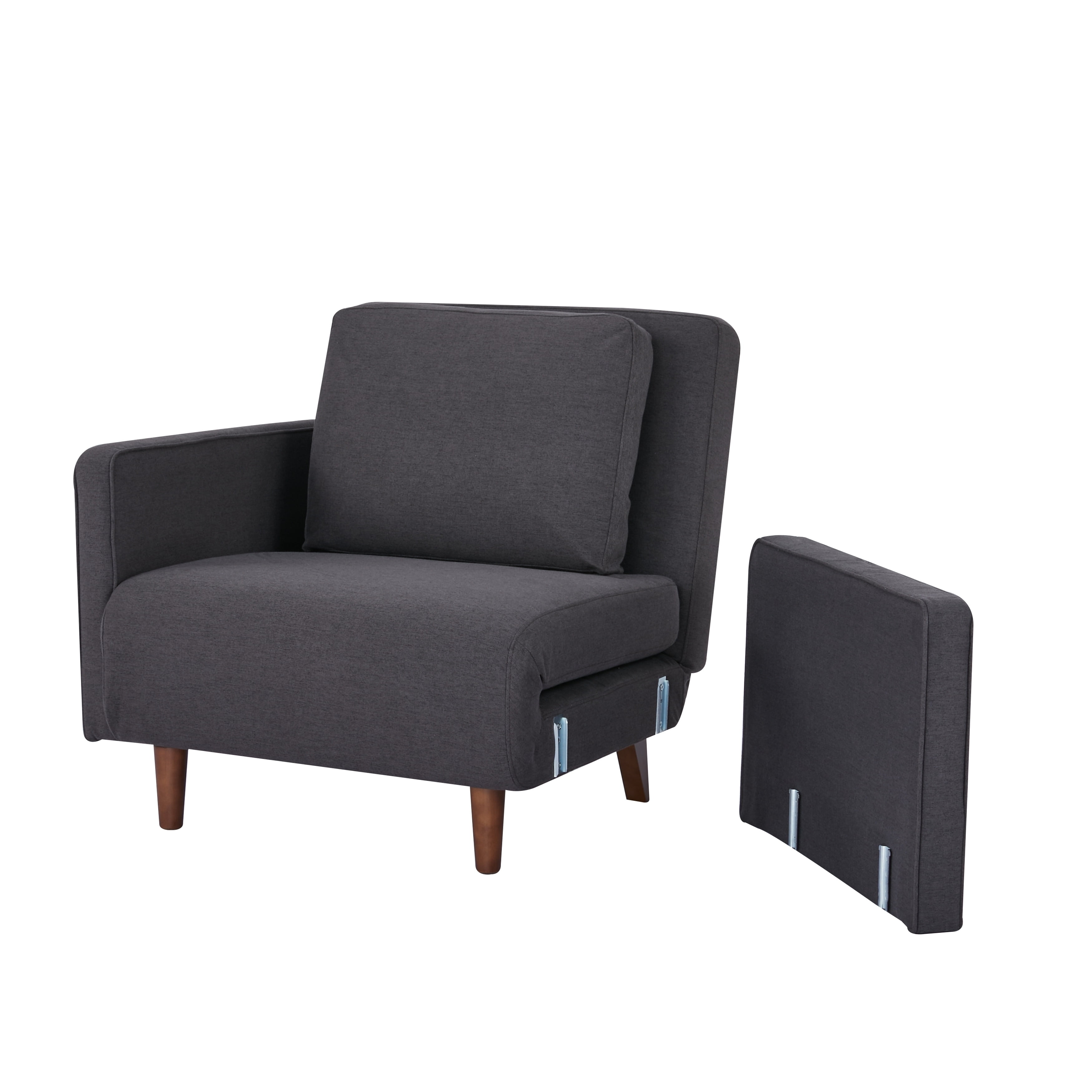 Charcoal Pine Wood Convertible Futon Chair