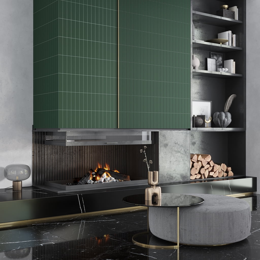 Matte Green Ceramic Subway Wall and Floor Tile
