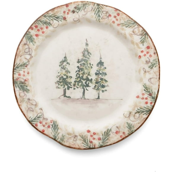 Arte Italica - Round Salad/Dessert Plate - Natale Christmas Collection