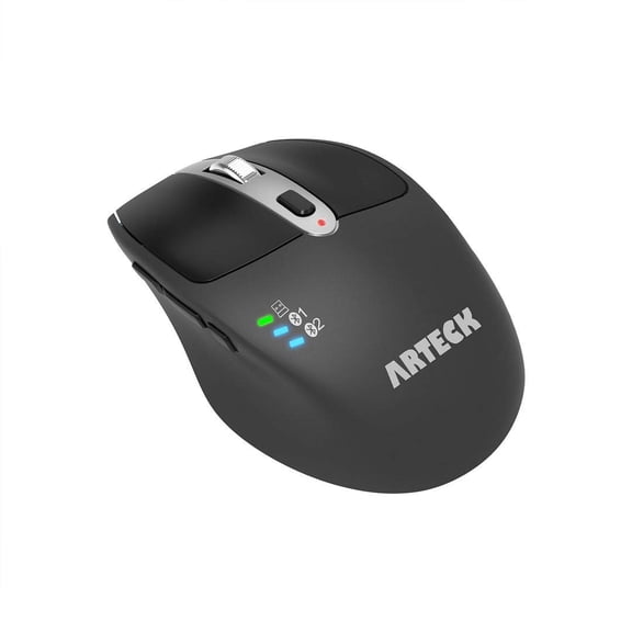Arteck Wireless Bluetooth Mouse with Nano USB Receiver, Black, 4-Month Battery Life, Ergonomic Design