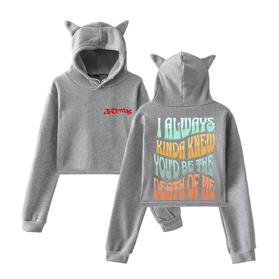 Artemas Cat Ear Hoodie Retro Casual Women's Short Hoodie Sportswear