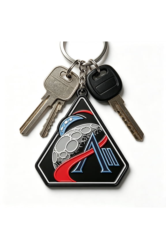 Artemis 2 Keychain, Artemis II Mission Commemorative Keychain - Crewed Lunar Flyby Souvenir, Space Exploration Key Ring for Backpacks