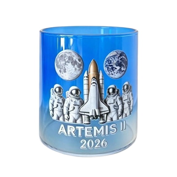 Artemis 2 Mission Whiskey Bottle with Intricate Space-Themed Illustrations Whiskey Glass for Space Enthusiasts and Collectors