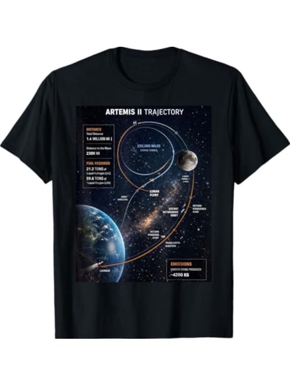 Artemis 2 Route Map SLS Rocket Moon Mission T-Shirt