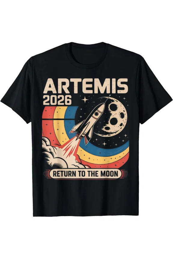 Artemis 2026 Return To The Moon Rocket Retro Vintage Space NASA Unisex T-Shirt, S-5XL