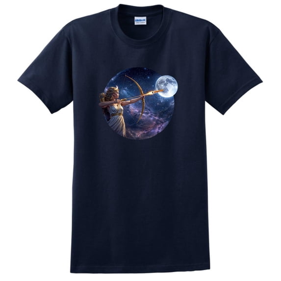 Artemis Goddess Aiming for the Moon Space Mission Tee Short Sleeve T-Shirt Large Navy