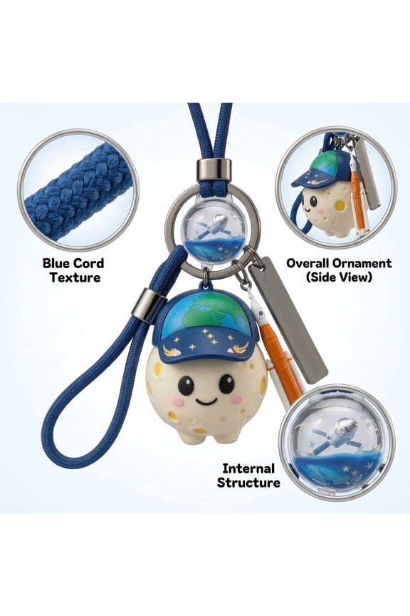 Artemis II Mission Mascot Rise  Keychain Charm Doll, Car Key Ring & Backpack Accessory, Rise Mascot ,  Lunar Aviation Commemorative Toys Ornament  Planet Collection Gift  for Astronomy Lovers