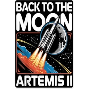 Artemis II Moon Mission 2026 Humans Return Retro Space Rocke Rustic Wall Decor Wall Plaque 8x12 Inch Distressed Finish Sign for Cafe Man Cave Farmhouse Decor