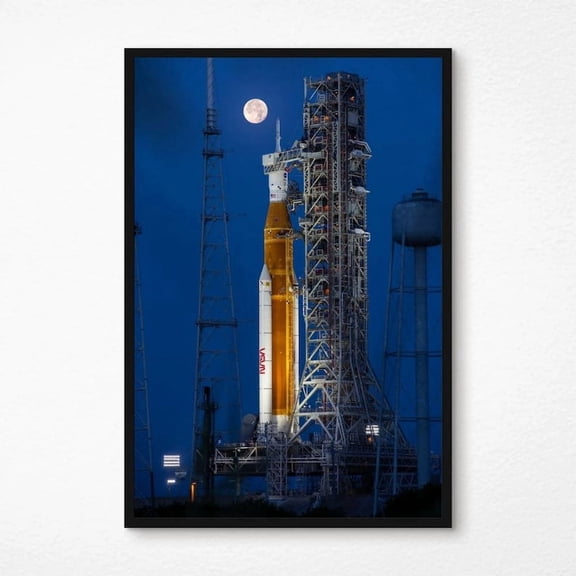 Artemis II NASA Poster – SLS Rocket Moon Launch Pad Wall Art, Epic Space Exploration Print, NASA Moon Mission Decor Unframed Poster