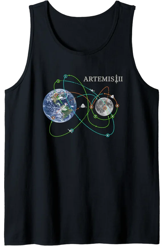 Artemis Ii Mission Patch Style Space Exploration Rocket Tank Top Size S-3XL