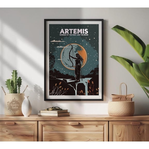 Artemis Moon Goddess Poster - Greek Mythology Aesthetic Wall Art 16x24 UNFRAMDE