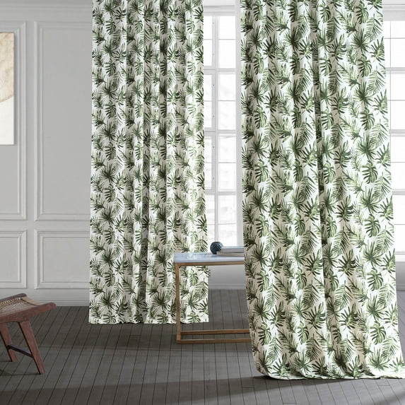 Artemis Olive Green Printed Cotton Curtain (1 Panel), Artemis Olive Green, 50W X 108L