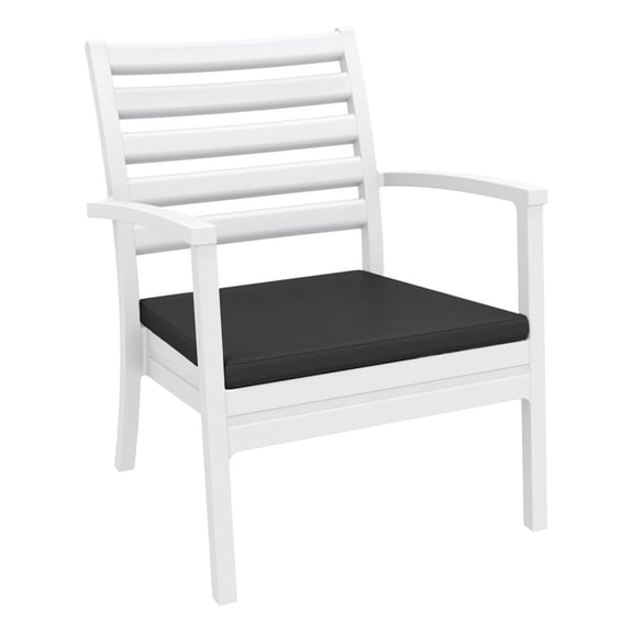 Compamia Artemis XL Club Chair White with Sunbrella Charcoal Cushions, Set of 2
