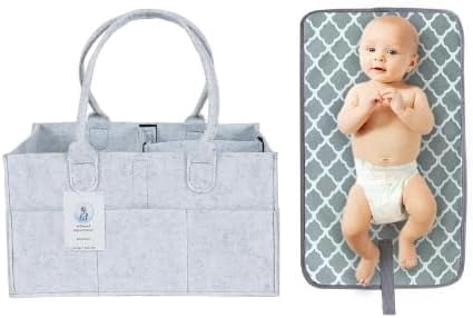Artemisa - Baby Diaper Caddy Organizer - Includes Changing Mat - Changing table organizer - Baby Baskets for Newborn - Car Diaper Caddy Organizer - Baby Organizer for nursery (Gray)