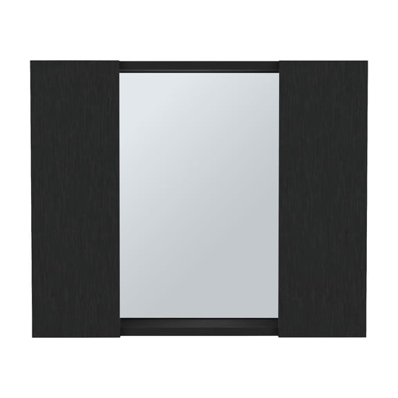 Bathroom Wall Storage Artemisa Medicine Cabinet, Double Door, Mirror, One External Shelf -Black,Bathroom Storage Rack