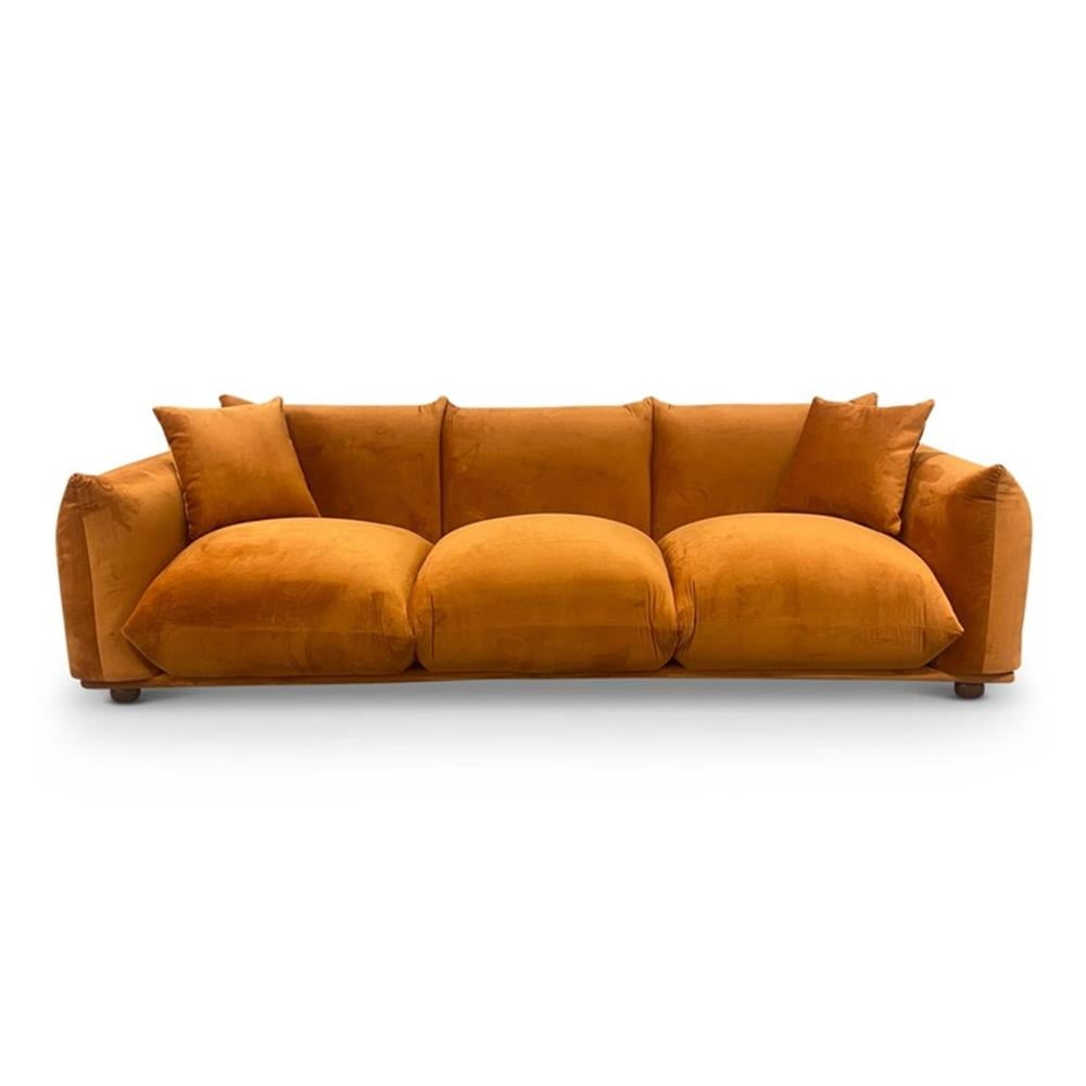 Arter Mid-Century Modern Living Room Luxury Velvet Couch in Burnt Orange