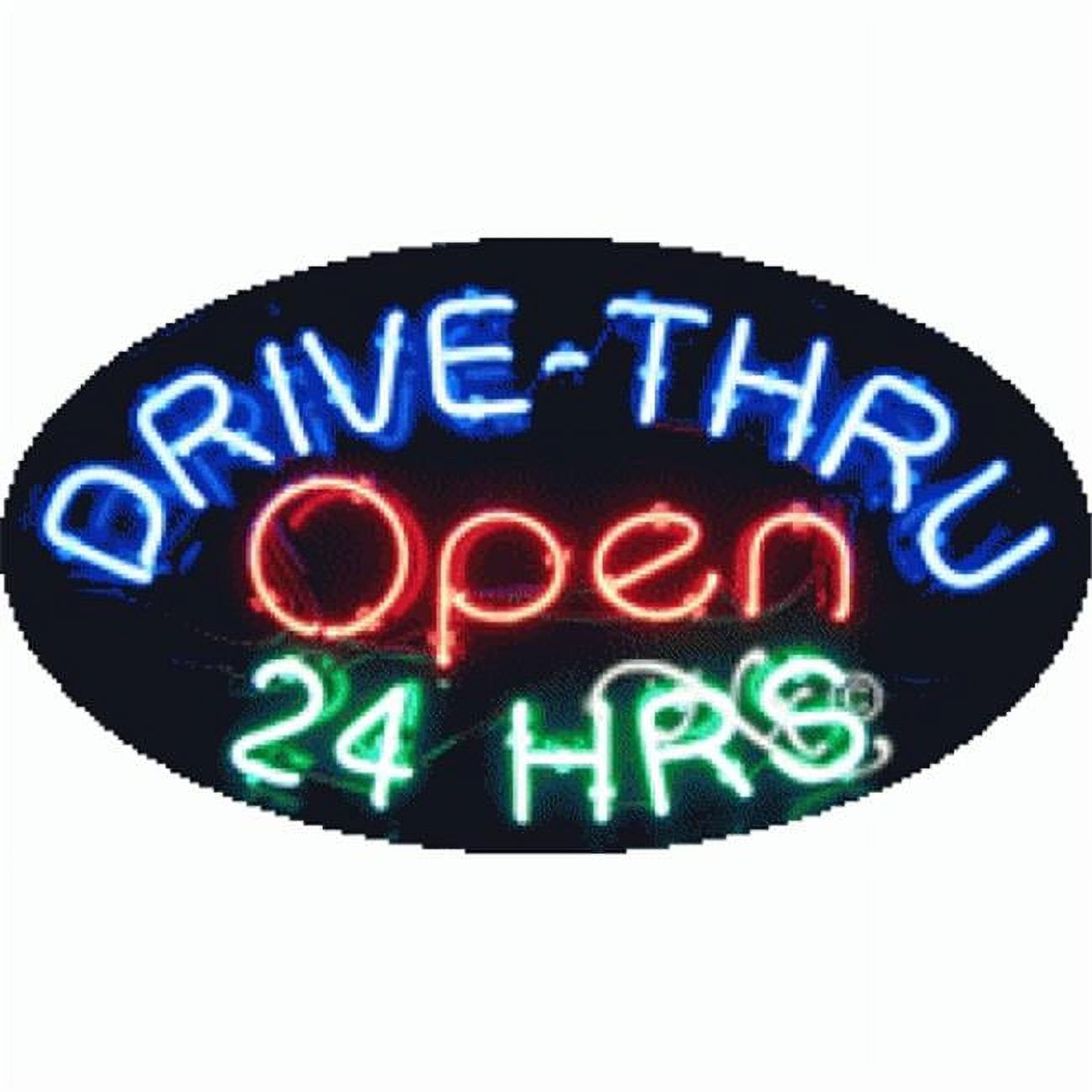 Arter Neon 14445 Flashing Neon Sign Drive Thru Open 24 Hrs