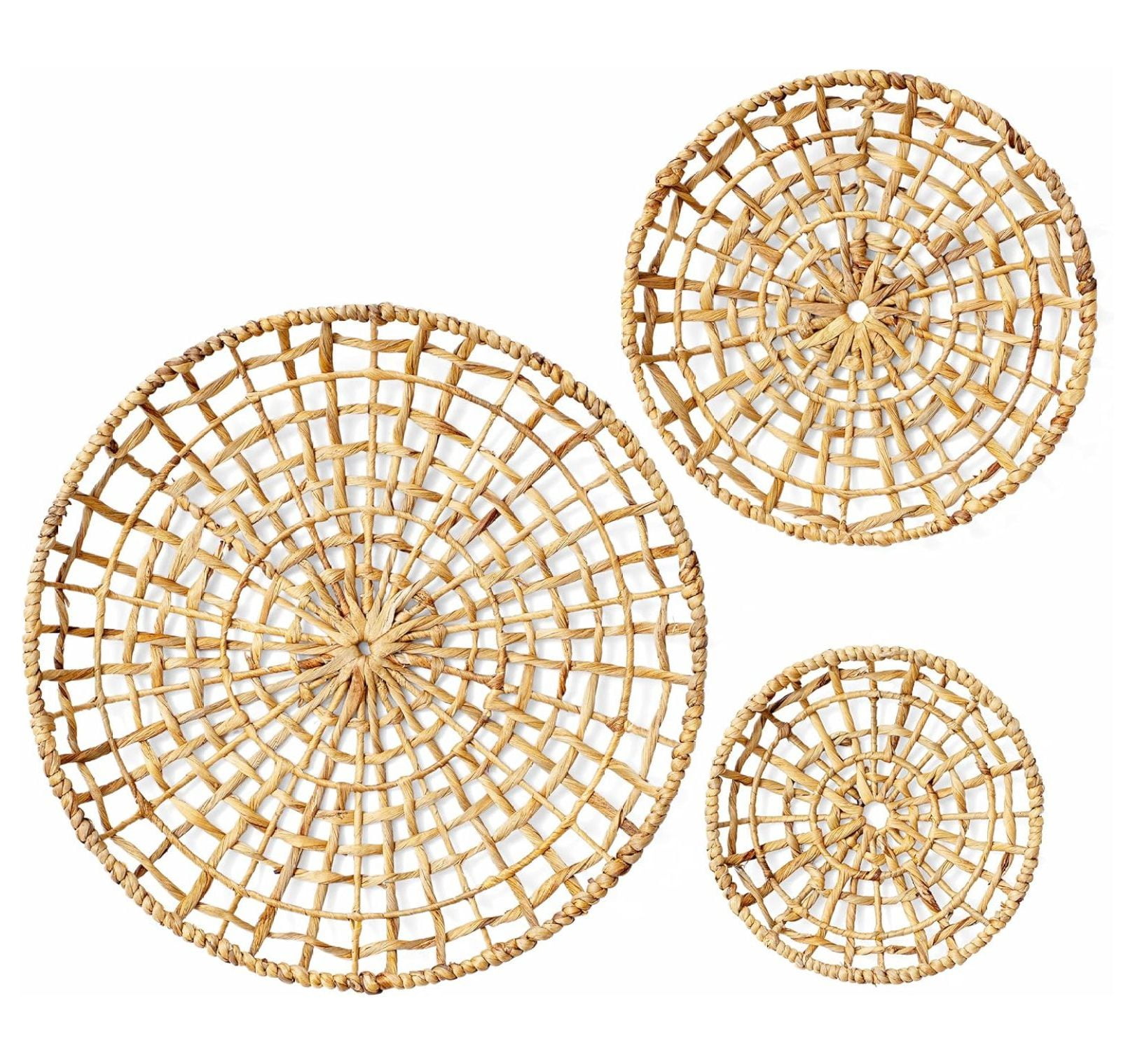 Artera Wicker Wall Basket Décor Set of 3 Oversized D20" to D10