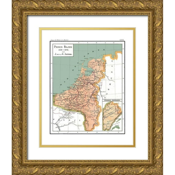 Artero 15x18 Gold Ornate Wood Framed with Double Matting Museum Art Print Titled - Europe 1519 AD to 1713 AD Netherlands - Artero